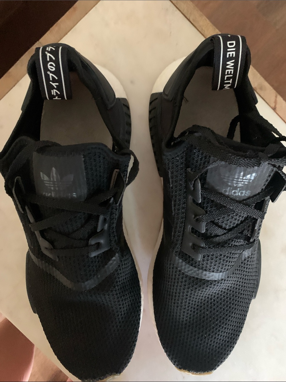 adidas Black Mesh NMD R1 Sneakers with White Midsole - Picture 3 of 5
